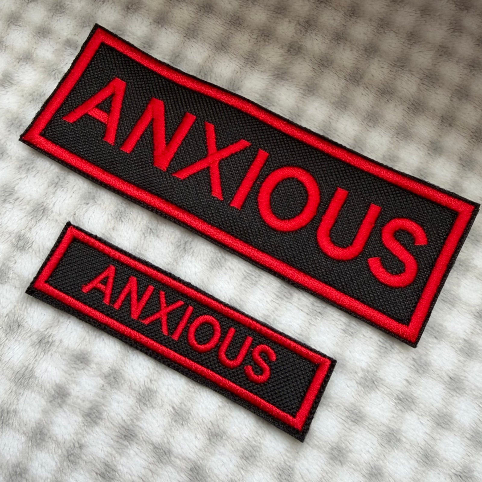 Anxious Dog Velcro Harness Patch | Waterproof Canvas Warning Patch for Dogs | Reactive Dog Patch | Custom Thread Colour | Mini & Large Sizes