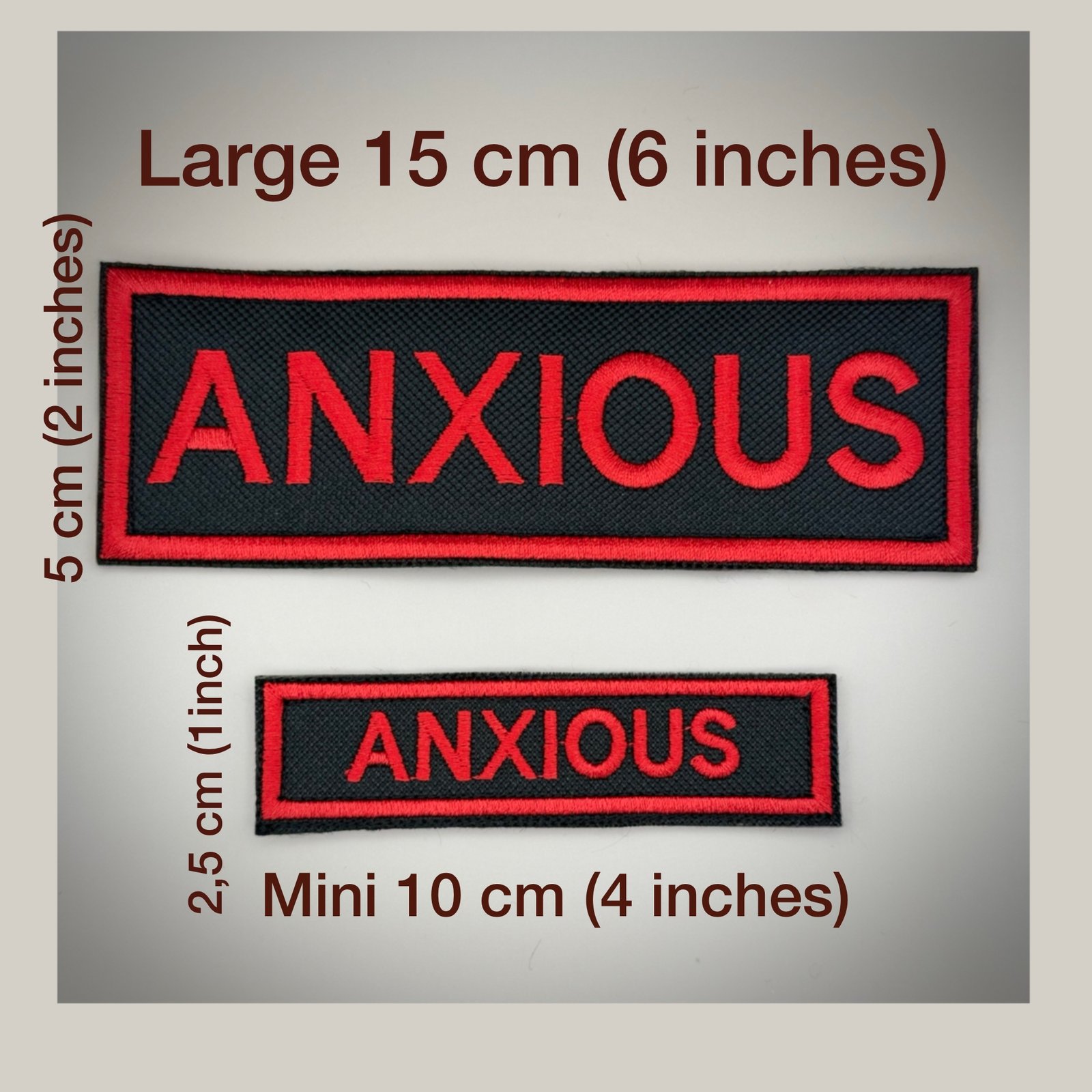 Anxious Dog Velcro Harness Patch | Waterproof Canvas Warning Patch for Dogs | Reactive Dog Patch | Custom Thread Colour | Mini & Large Sizes - Image 4